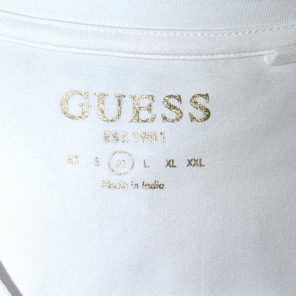 Guess Eco | Je T'aime Corset Tee Floral Graphic in Pure White | Size Medium - Picture 5 of 12